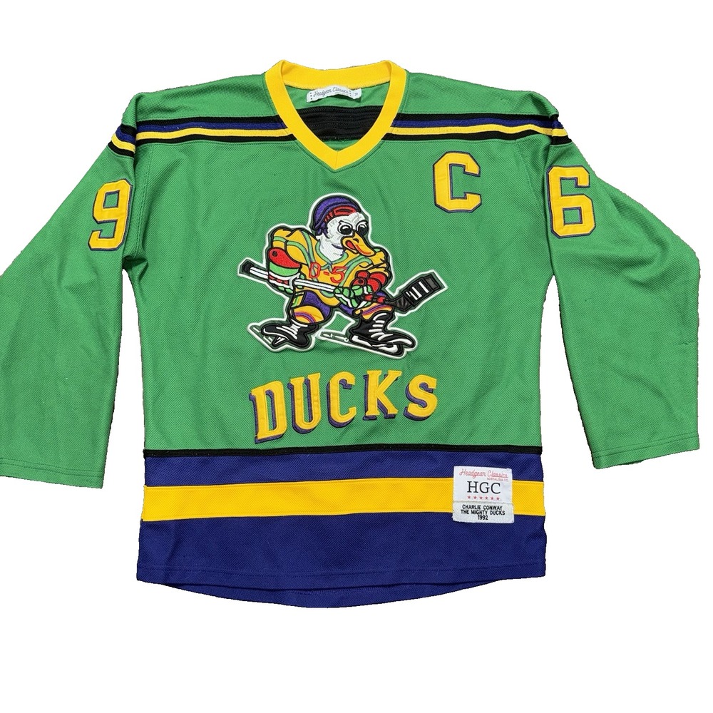 Charlie Conway Mighty Ducks #96 Headgear Classics Sewn Hockey Jersey Medium